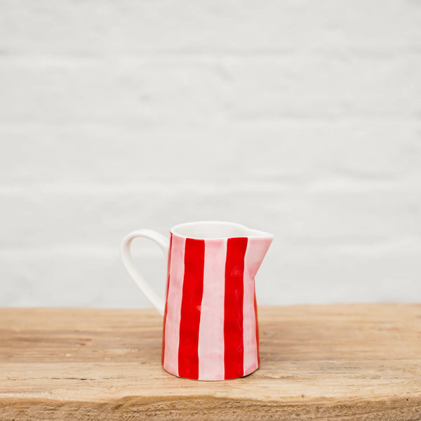 Milk Jug | Pink + Red Stripe