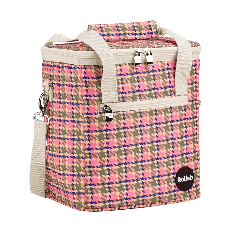 Mini Cooler | Pink Houndstooth
