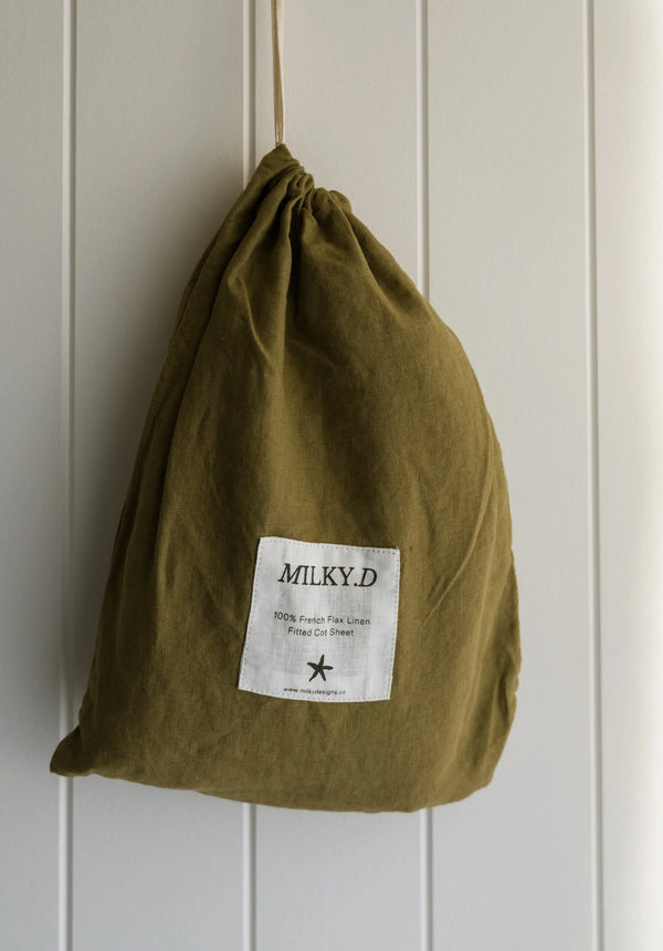 Olive Linen Bassinet Sheet