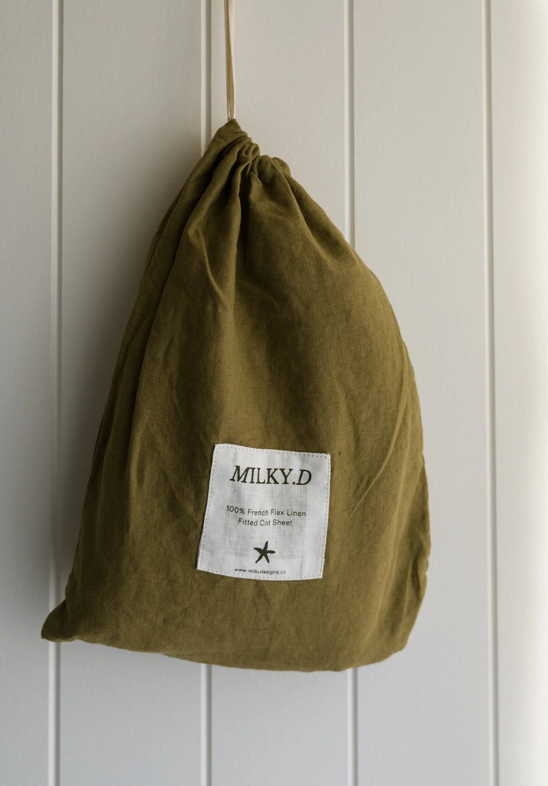 Olive Linen Bassinet Sheet