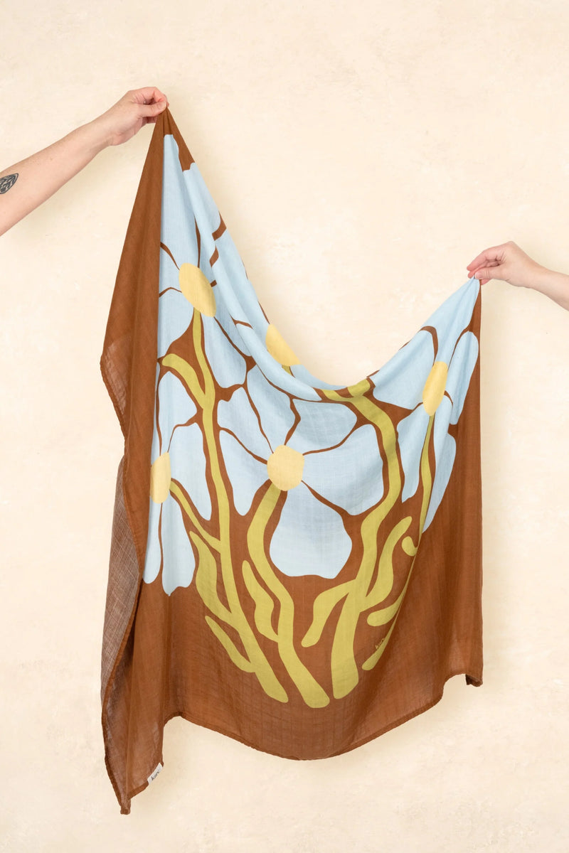 Organic Muslin Swaddle | Fleur Umber
