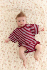 Riley T-Shirt Romper - Cherry Stripe