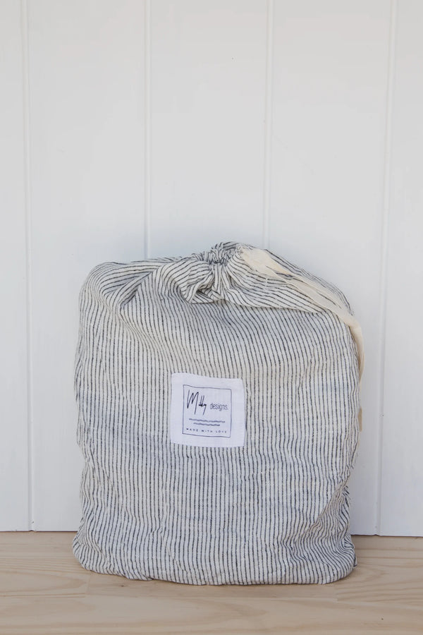 Pinstripe Linen Cot Sheet