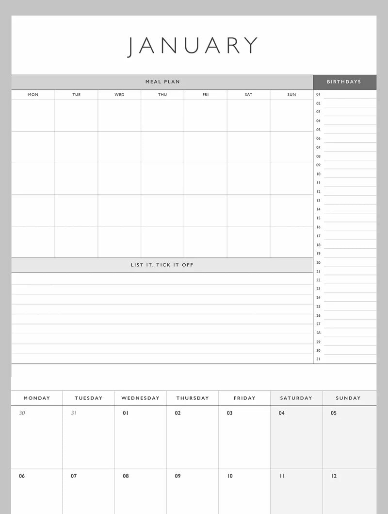 2025 Linen Planner & Calendar - Indigo