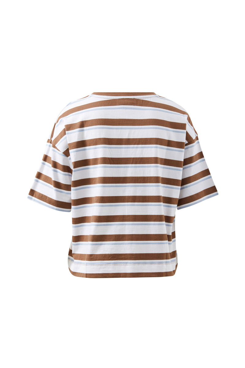 Boa Boxy Pocket Tee - White/Milk Choc Chalk Stripe
