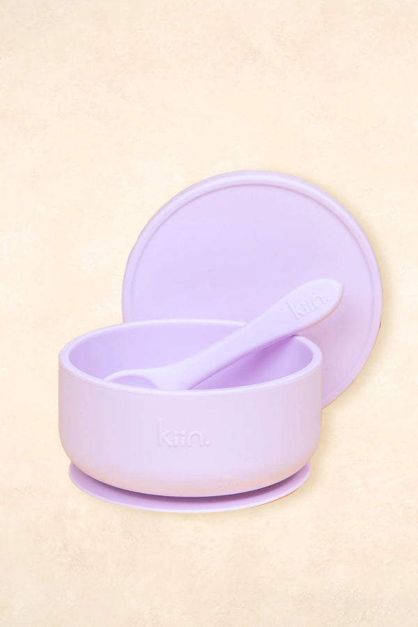 Silicone Suction Bowl with Lid & Spoon | Lilac