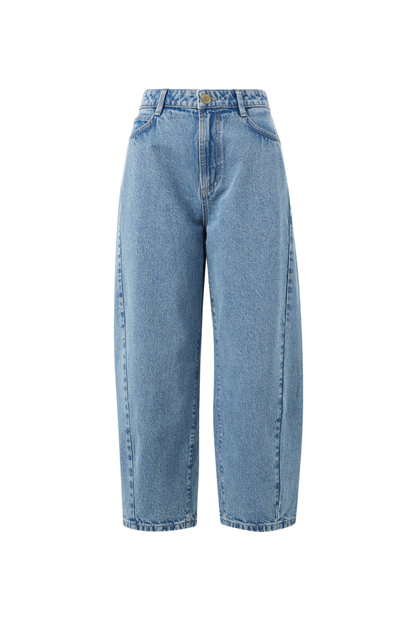 Maggie Tapered Barrel Jean - Mid Vintage Blue