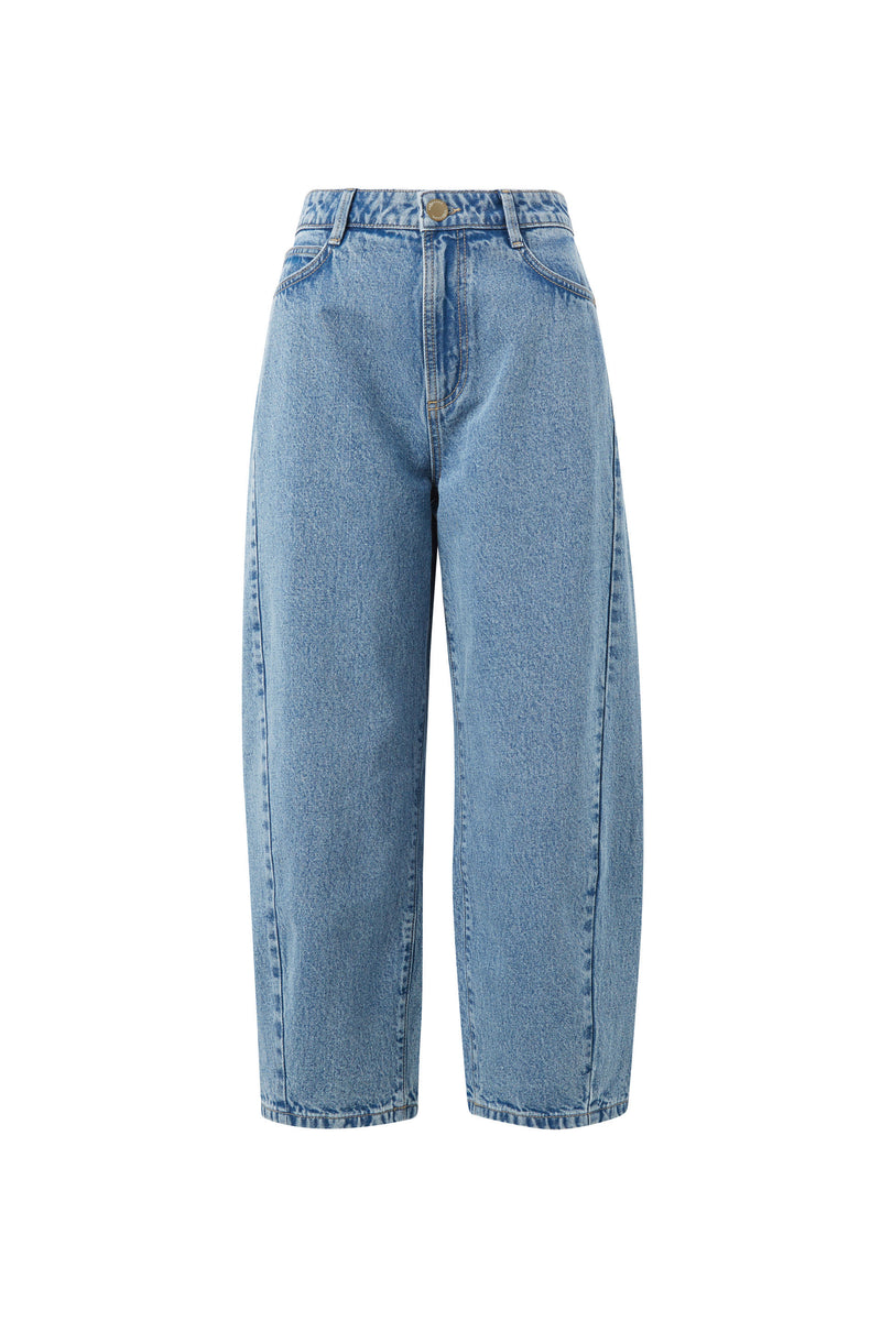 Maggie Tapered Barrel Jean - Mid Vintage Blue