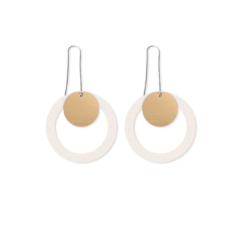 Flaxen Clay Layered Circle Outline Drop Earring