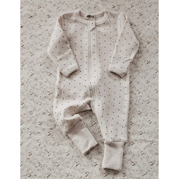 Oatmeal Dotty Zip Suit
